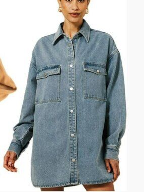 Brunette The Label Denim Jacket, oversized fit, fits from XS to XXL